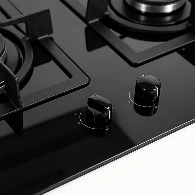 ADDHAT 4Ud Perillas Redondas Para Control Cocina Gas Reemplazo Práctico Color Negro