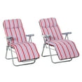 thumbnail image 1 of Outsunny Ensemble de 2 Chaises Longues de Jardin, Fauteuils Inclinables d'Extérieur, Gris et Rouge, 1 of 10