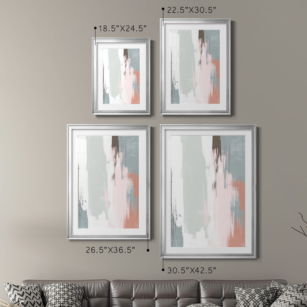 Wexford Home Sandstone Peel III Premium Framed Print, 30.5" x 42.5" - Ready to Hang, Silver (Set of 2)