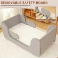 thumbnail image 4 of Mophoto Modern Gray Upholstered Toddler Bed with Padded Headboard Frame with Removable Guard Rails Kids Toddler Floor Standard Crib Size Bed for Girls and Boys(Mattress Not Included), 4 of 7