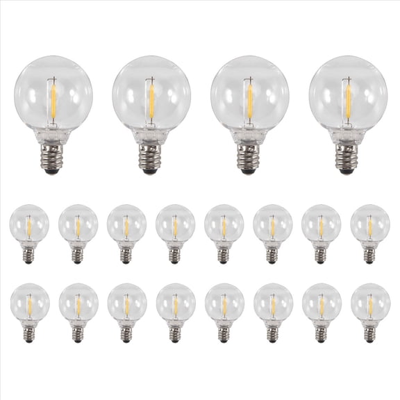 Quaqdae 20 Pcs G40 LED Replacement Light Bulbs E12 Screw Base Shatterproof Globe for Solar String Lights Warm