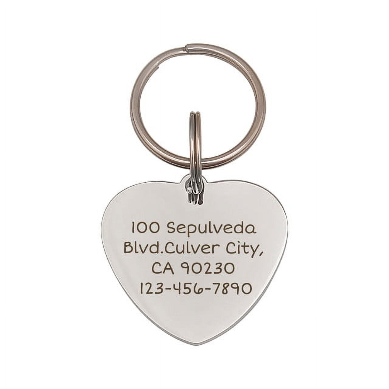 Anavia Stainless Steel Double Sided Heart Name - State Icon - Phone Engraved Dog & Cat ID Tag, Silver, S