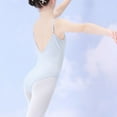 thumbnail image 5 of LLYwey Girls Dance Leotards - Toddler Girls' Sleeveless Bodysuit Tops - Ruched Front V-Neck Backlesss Spaghetti Strap Camisole Undergarment Gymnastics Leotard, T-29, Light Blue, 9T, 5 of 6