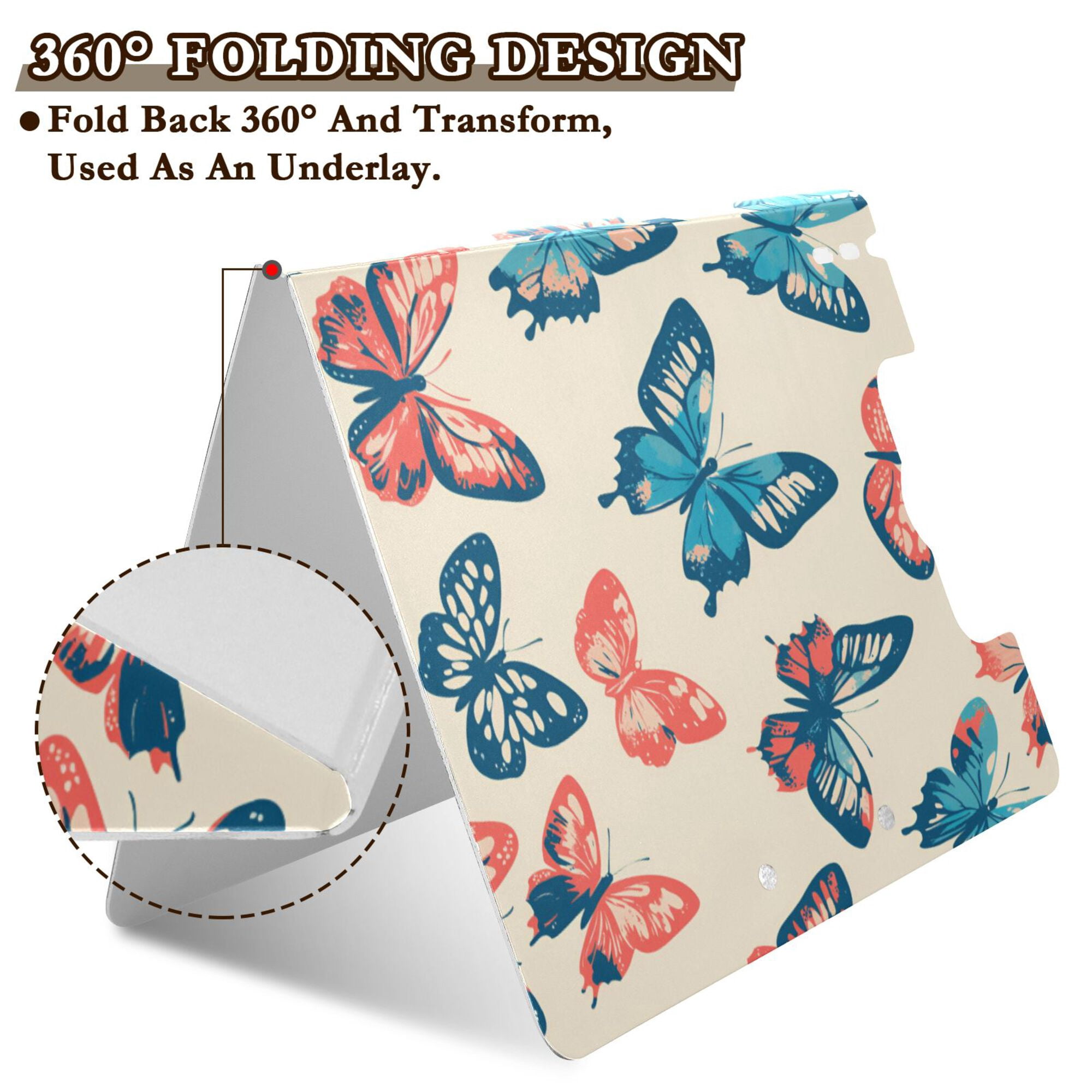 FORMRS A4 Clipboard Folder with Pen Holder Horizontal Foldable School Office Binder, Green Butterflies
