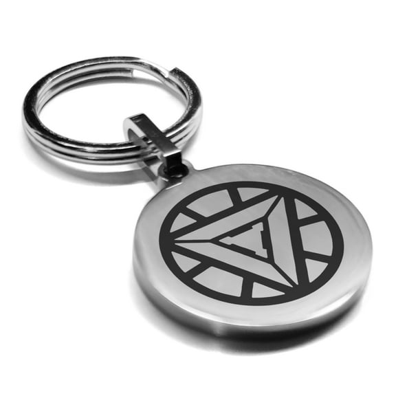 Stainless Steel Iron Man Round Medallion Keychain Circle Ring