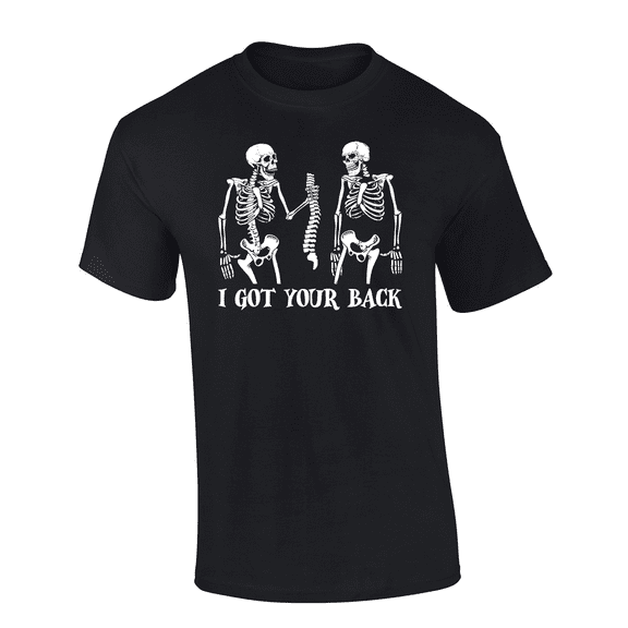Trenz Shirt Company Men's Funny Halloween Skeleton I Got Your Back Short Sleeve T-Shirt-Black-Small