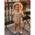 thumbnail image 5 of Cenuakty  Girl 2 Piece Outfit Lace Trim Short Sleeve Smocked Bubble Romper and Bow Headband Cute Summer Clothes, 5 of 9