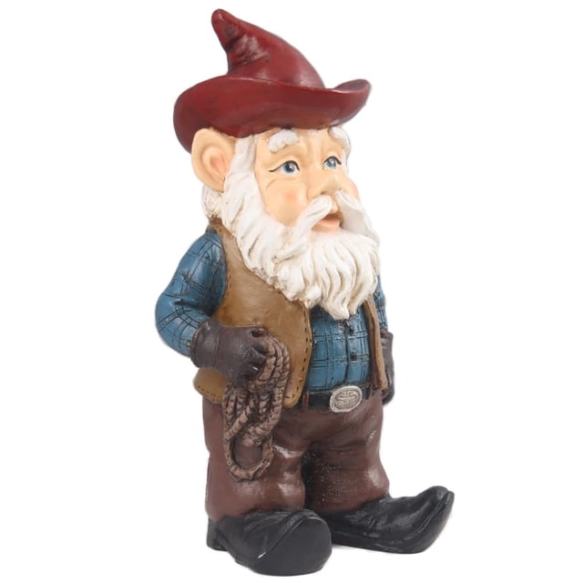 Figura Hi-Line Gift con forma de gnomo y vaquero, poliresina, color azul y marrón