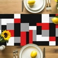 thumbnail image 4 of Red Black Color Block Table Runner, Geometric Square Abstract Art Kitchen Table Runners Dress Scarves for Table Decorations Party/Restaurant/Indoor Outdoor Use, 13x120in, 4 of 9