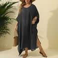 thumbnail image 5 of CFLVAEK Cover Ups for Swimwear Women Plus Size V Neck Coverup Elegant Side Split Floor Length Cover Up Loose Fit Vacation Beach Coverup Free Size, 5 of 7