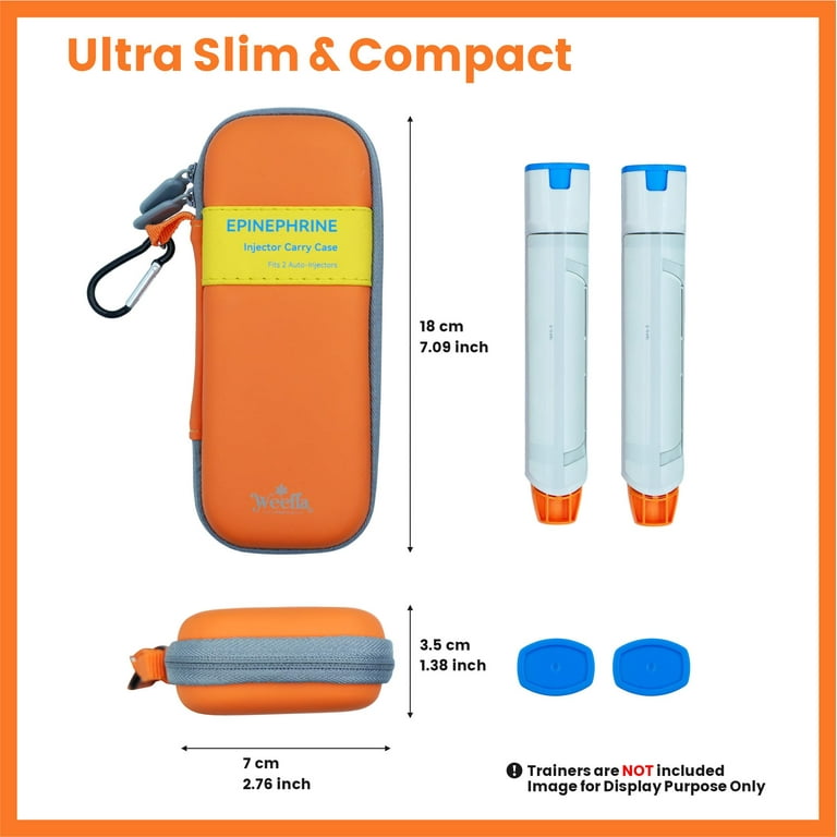 Empty Hard-Shell Carry Case for EpiPen, Ultra Slim Holder for 2