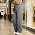 thumbnail image 5 of Tnhcen Women's High Waisted Wide Leg Yoga Pants, Tummy Control Workout Trousers with Pockets, 95% Polyester 5% Spandex Gabardine Office to Gym Pants S-2XL, 5 of 9
