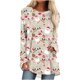 thumbnail image 1 of Mujeres moda casual manga larga cuello redondo tops blusa suelta camisas impresas Pompotops FGAJ12010, 1 of 5
