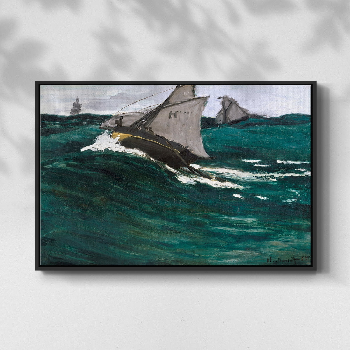 Vintage Nautical Print-LXXXI By Wexford Home Framed in Black Wood Gallery Wrapped Canvas 27 in. x 41 in.