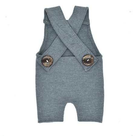 

GWAABD Baby Care Products Grey Baby Knitted Button Footless Romper Photography Prop Jammies Overalls Pants