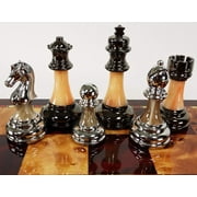 Staunton Chrome Black Chrome Chess Men Set Weighted Pro Plastic - NO BOARD