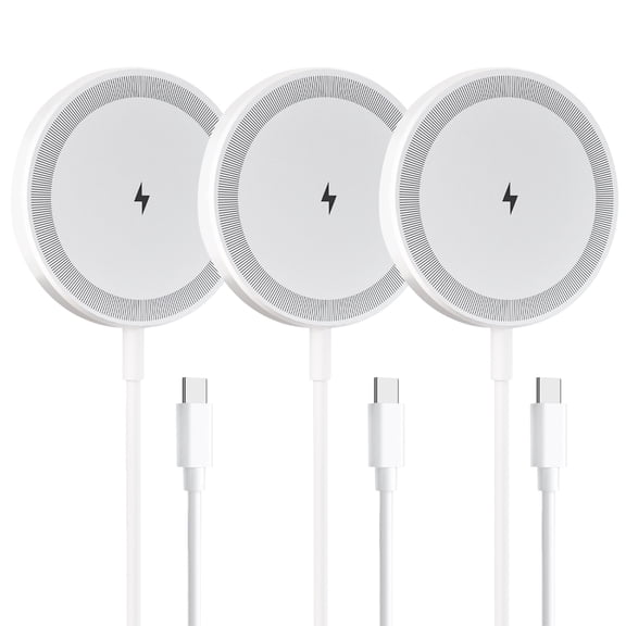 Wireless Charger, Magnetic Charging Pad for iPhone, Portable Charger Compatible with iPhone 17 16 15 14 13 12, Mag-safe Charger Compatible with AirPods 4 3 2, White(3 Pack)
