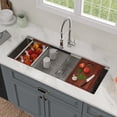 thumbnail image 2 of Logmey Stainless Steel Undermount Workstation Kitchen Sink 45x19 Inch Extended Length Single Bowl Sink, 2 of 7