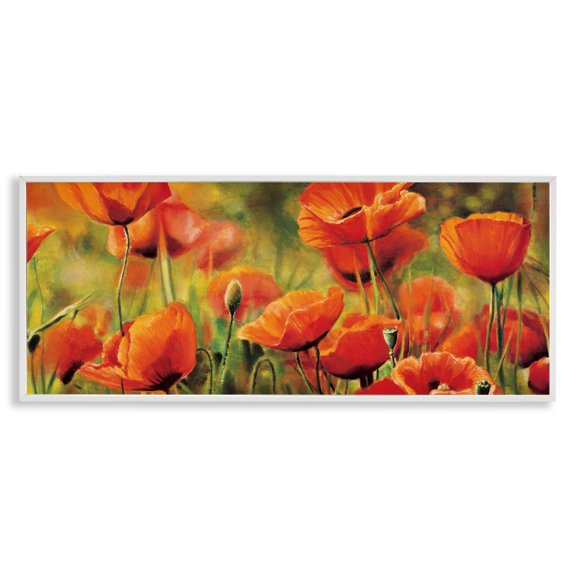 Stupell Industries Transitional Wild Poppy Flowers Spring Blooms White Framed Giclee Art, 30 x 13, by Pierre Viollet