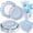 Blue, variant on 168Pcs Blue Gingham Plates and Napkins Party Supplies,Scalloped Checkered Disposable Graduation Paper Plates Set with Napkins Cups Plastic Cutlery for Birthday Wedding Supplies
