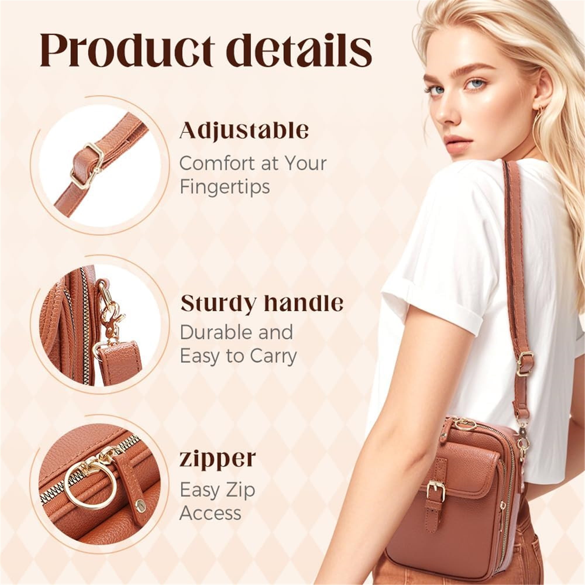 SQDWYGG Crossbody Leather Bag for Women, Multi-Slot Multifunctional Large Capacity Bags Adjustable Shoulder Bags,Green,1