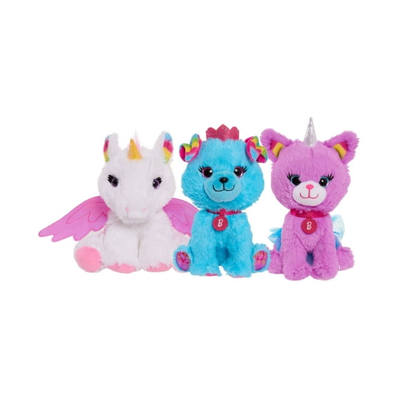 Barbie 7-inch Pet Bean Plush 3- Piece Set Includes Unicorn, Unicorn Kitty, & Princess Puppy, Kids Toys for Ages 3 Up, Gifts and Presents