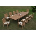 thumbnail image 2 of Grade-A Teak Dining Set: 10 Seater 11 Pc: 122" Atnas Rectangle Table And 10 Wave Stacking Arm Chairs Outdoor Patio WholesaleTeak #51WV2811, 2 of 6