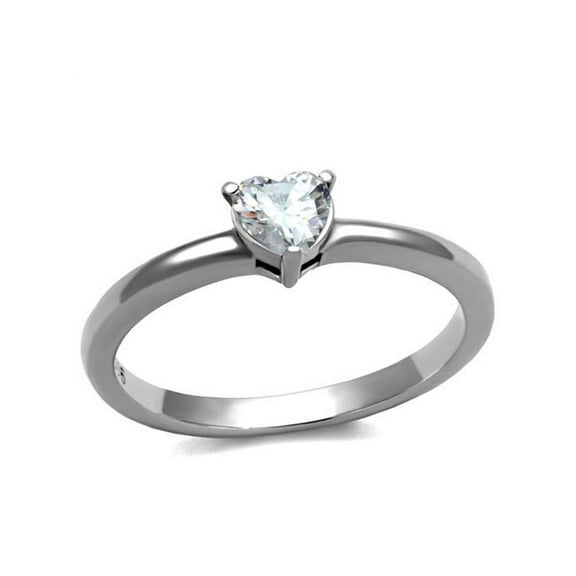 Women's .44 Ct Heart Solitaire Zirconia, Stainless Steel Engagement Ring Size 10