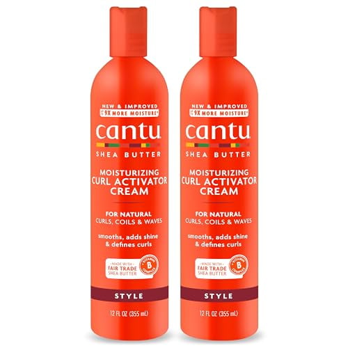 Cantu Moisturizing Curl Activator Cream for Natural Hair with Pure Shea Butter, 12 fl oz (Pack of 2) (Packaging May Vary)