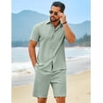 thumbnail image 2 of COOFANDY Men' 2 Piece Summer Outfits Short Sleeve Casual Beach Button Down Shirts and Shorts Vacation Cotton Sets, 2 of 6