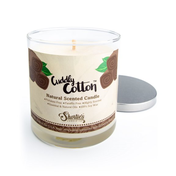 Cuddly Cotton Scented Natural Soy Candle, Essential Fragrance Oils, 100% Soy, Phthalate & Paraben Free, Clean Burning, 9 Oz.