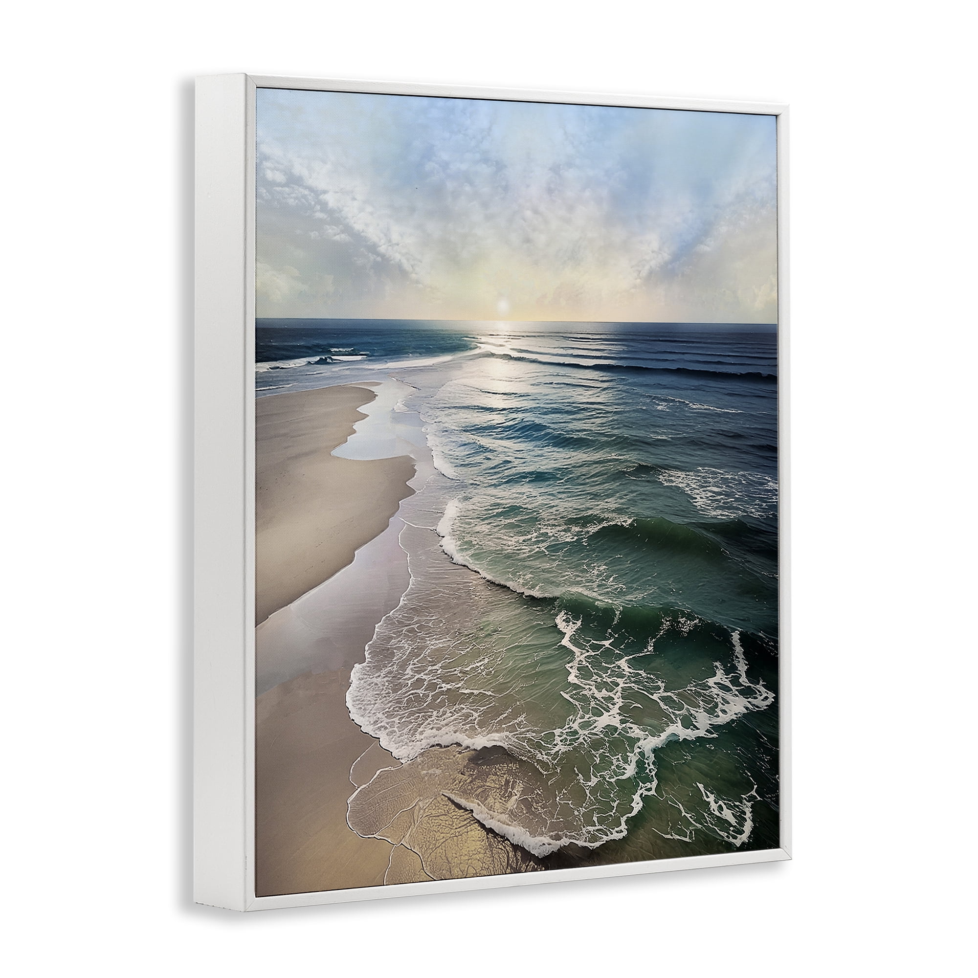 Stupell Industries Tranquil Shoreline with Soft Light White Framed Giclee Art, design by Mike Calascibetta