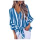 thumbnail image 2 of Puntoco Ladies Fashion Printed Sexy V-Neck Chiffon Striped Anudado Casual Shirt top Puntoco Puntoco-2099, 2 of 5