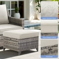thumbnail image 4 of PARKWELL Outdoor Patio Ottoman Set of 2,All-Weather Wicker Rattan Seat Foot Rest Side Table with Removable Cushions for Porch Balcony Backyard,Gray/Beige, 4 of 8