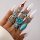 thumbnail image 5 of Anillo de imitación de turquesa de estilo retro europeo y americano con diseño de flores y hojas, anillo geométrico articulado con águila, traje para mujer, 5 of 6