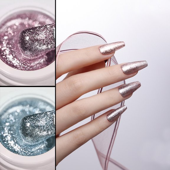 High Density Platinum Drawing Gel Polish Suits,Sparkle Glitter Gel Nail Suits, Polish for Salon Home Nail Art DIY,Chrome Platinum Glitter Nail Polish Suits