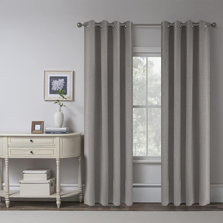 Cocoa Brown Linen 100% Blackout Curtains 84 inch length 2 panels