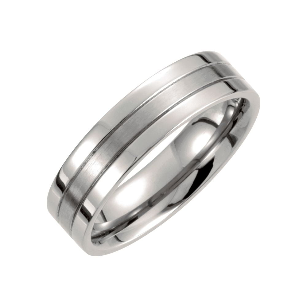 Jewels By Lux Titanium Sterling Silver Inlay 6mm Brushed Band