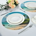 thumbnail image 4 of 15.4" Round Placemat Set of 4 Polyester Fabric Place Mats Non-Slip Dining Kitchen Table Mats for Kitchen Party Decor Serene Beach Scene, 4 of 5