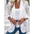 thumbnail image 2 of Fancyglim Lace Cardigan for Women Open Front Long Sleeve Sheer Lace Floral Crochet Summer Shrug Bolero Cover Up White XL, 2 of 5