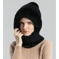 thumbnail image 3 of Vinsonshop 3 in 1 Beanie Hat Ski Masks Thermal Knit Ski Mask Face Mask for Cold Weather Knit Hood Beanie with Face Cover Hood Scarf Black M, 3 of 4