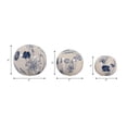 thumbnail image 4 of Floral Orbs for Home Decor - Decorative Ceramic Stoneware for Bathroom, Office, Living Room and Shelf Display - Boho Flower Design for Coffee Table Styling - Set of 3, 6", 5", 4", Blue & Ivory, 4 of 13