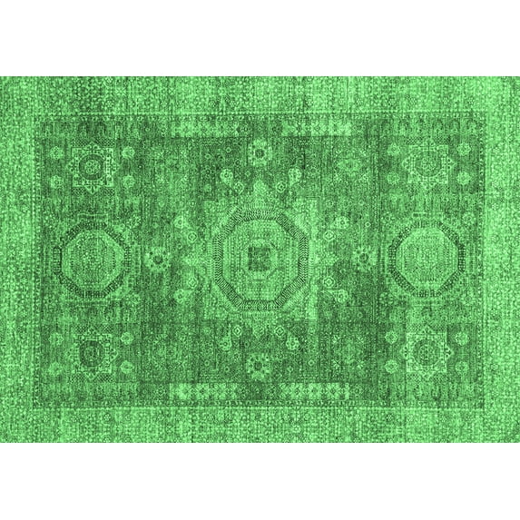 Ahgly Company Indoor Rectangle Abstract Emerald Green Modern Area Rugs, 6' x 9'