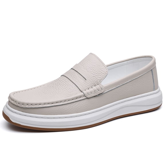 Genuine Leather Slip-On Penny Loafer Platform Casual Shoes