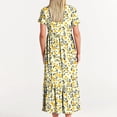 thumbnail image 6 of Viikei Womens Summer Dresses under $10,Women's Classic A-Line Short Sleeve Dress,Women's Printing Casual Short Sleeve Crewneck Dress Flowy Tiered Maxi Beach Dress with Pockets Yellow M, 6 of 6