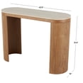 thumbnail image 3 of DecMode 44" x 32" Brown Wood Curved Crescent Console Table with Oval Beige Marble Tabletop, 1-Piece, 3 of 9