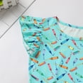 thumbnail image 3 of OBEEII Toddle Kids Back to School Dress for Girls Flutter Sleeve First Day of School Casual Outfits Pencil Apple Print School Dress Clothes 6-7 Years Blue Yellow, 3 of 10