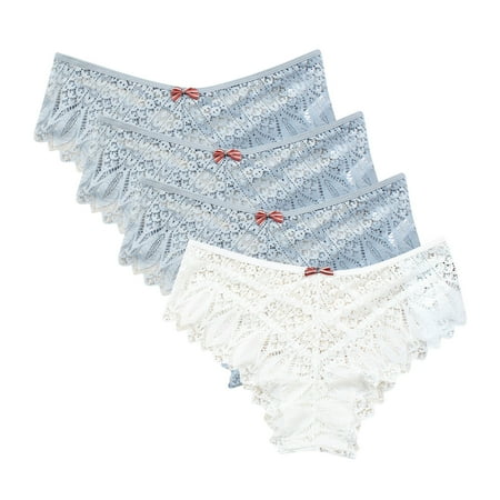 Period Underwear for Women Plus Size 4 Pack Seamless Underwear for Women Lace Thong Cheeky Panties Breathable Briefs Stretch High Cut Plus Size Ladies Bikini Thongs Cotton Panties White 4XL