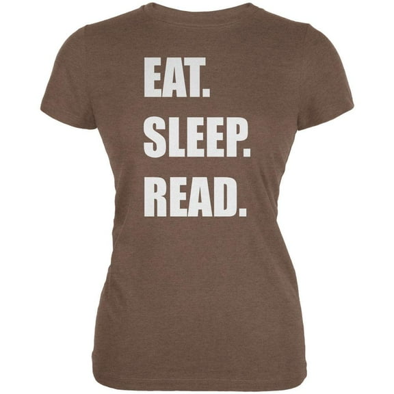 Eat Sleep Read Heather Brown Juniors Soft T-Shirt - 2X-Large