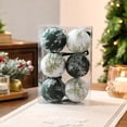 thumbnail image 7 of 2026 Christmas Home Party Decor 8CM Toile Print Fabric Wrapped Christmas Ornaments Balls 6PCS Vintage Chinoiserie Xmas Tree Hanging Decorations With Velvet Ribbon Celebration Party Supplies, 7 of 7